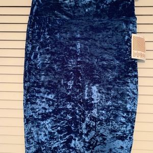 Lularoe blue crushed velvet Cassie skirt